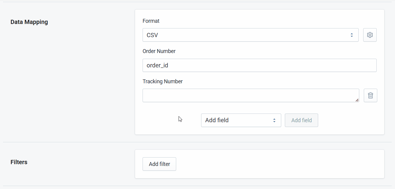 Animated and annotated view of the Fulfilleo data mapping screen showing how an acknowledgment file is mapped to update order metafields without fulfilling the order